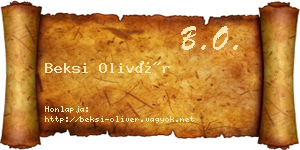 Beksi Olivér névjegykártya